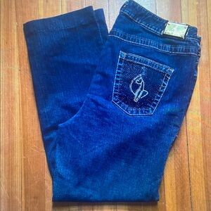 Women's Blue Jeans with Embellished Pocket